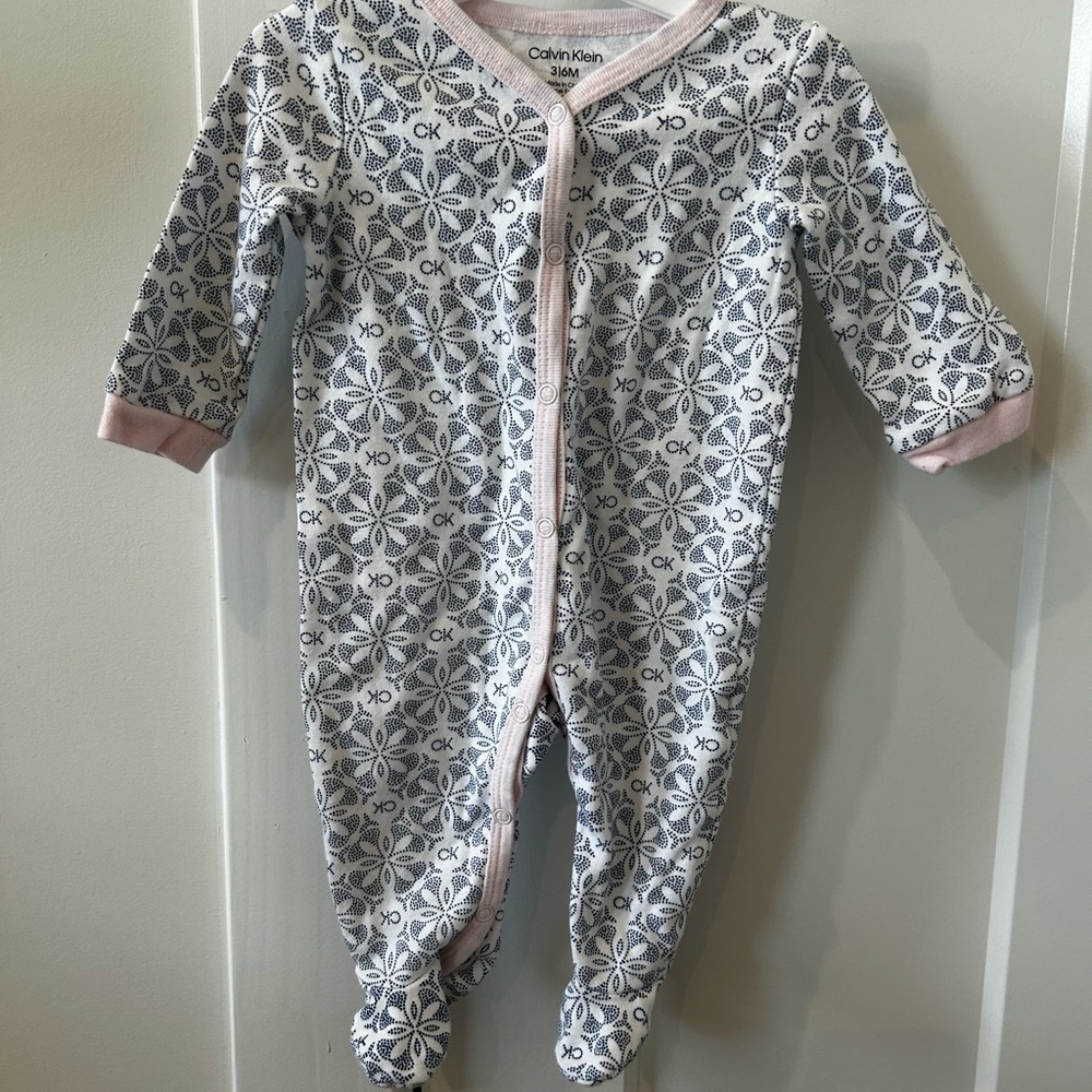 Calvin Klein Baby Footie - Gray and Pink